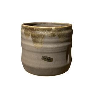 Vintage MCM Midcentury Pottery Ikebana Original Planter Brown & Mauve 4"